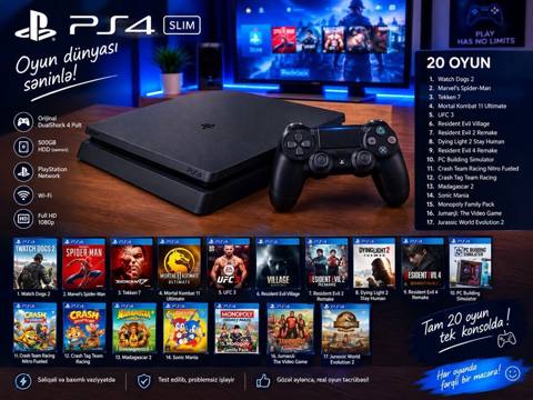 PS4 Slim oyun konsolu – orijinal DualShock 4 pultu Yüklü 20 oyun: 1) — 399 ₼ · Bakı · Oyun konsolları PS4 Slim oyun konsolu – orijinal DualShock 4 pultu Yüklü 20 oyun: 1) — Bakı