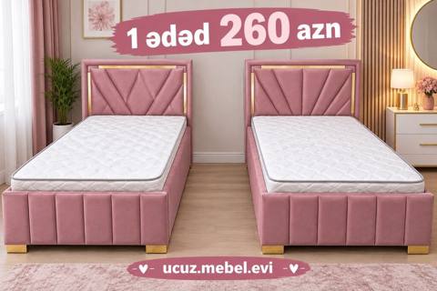 Məhsul: Tək nəfərlik çarpayı - Dizayn: Zərif pudra-çəhrayı rəngdə — Bakı