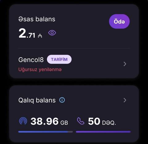 Azercell İnternet 50GB - 30 Gün - 5 AZN *Mətn:* Salam. Azercell — Баку