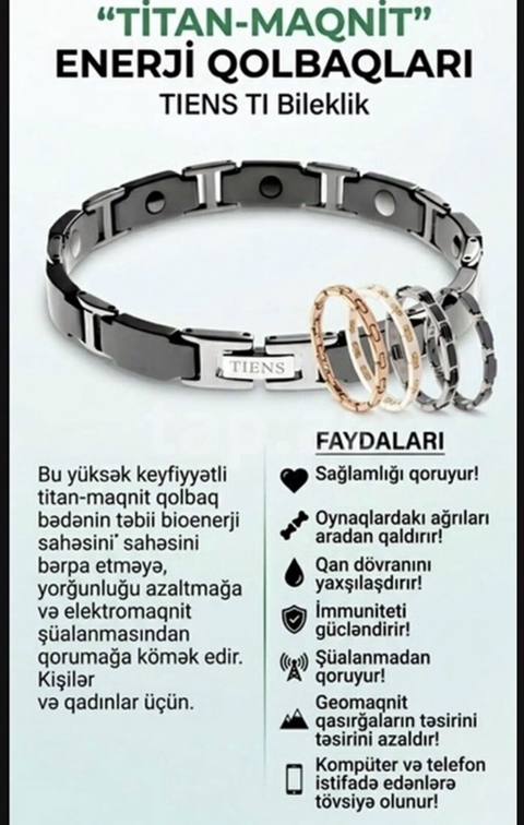 Tiens (Tianshi) qolbaqları (əsasən Titan Enerji və ya Titan Maqnit — Medine Pashayeva