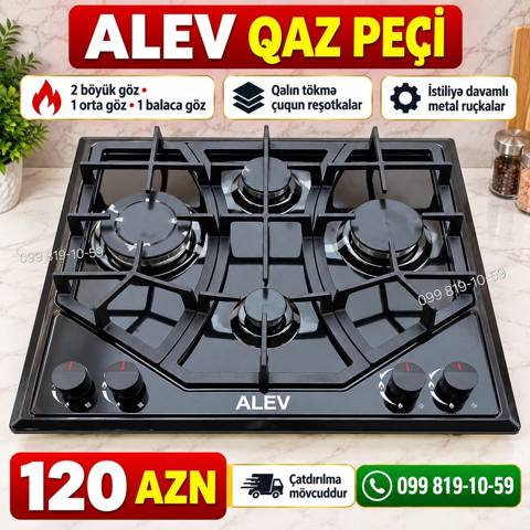 Alev qaz plitəsi – quraşdırılan 5 gözlü panel - Göz sayı və ölçüləri — Мехдиабад