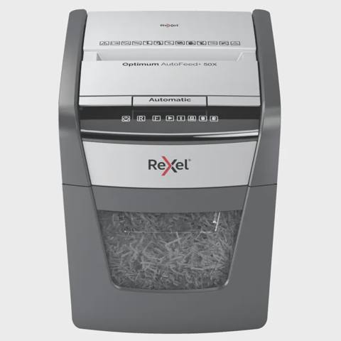 Rexel Optimum AutoFeed+ 50X Automatic Cross Cut Paper Shredder P4 — 705 ₼ · Baku · Ofis malları Rexel Optimum AutoFeed+ 50X Automatic Cross Cut Paper Shredder P4 — Baku