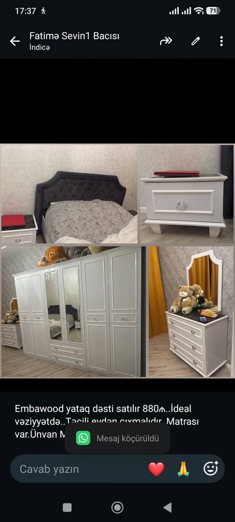 Embawood yataq dəsti satılır 880₼. İdeal vəziyyətdə. evdən — Baku