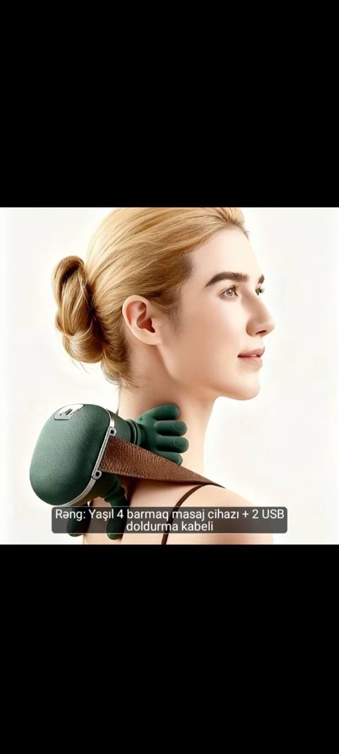 Yaşıl 4 barmaq masaj cihazı + 2 USB doldurma kabəli Məhsul təsviri — Baku