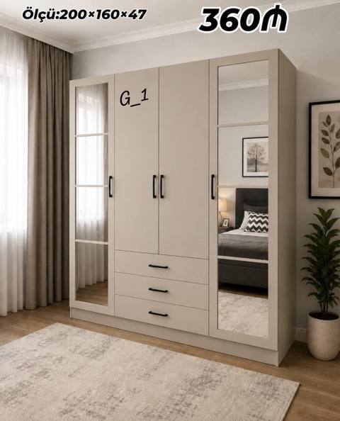 G_1 model geyim dolabı - Ölçü: 200 160 47 sm - Qiymət: 360₼ — Digah