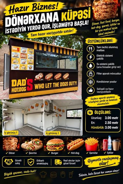 Hazır biznes üçün Daşına bilən Dönərxana/Street Food Küpəsi İstənilən — Ремонт и строительство (Мастера)