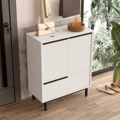 Yeni, 3 qapılı, Ağ, Açılan, Düz dolab — Hallway furniture