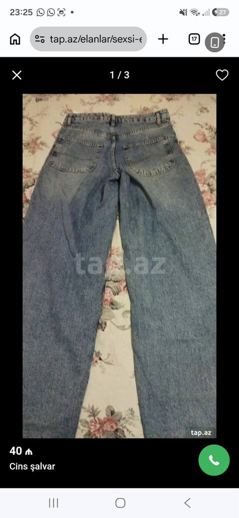 Cins şalvar - Material: klassik mavi denim - Kəsim: düz/rahat kəsim — Одежда, обувь, аксессуары