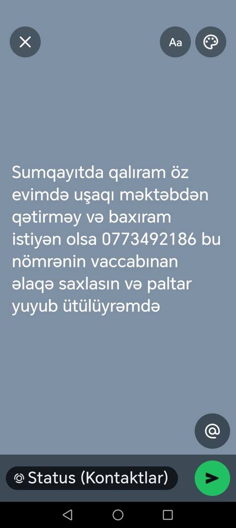 Xidmət: Uşağın məktəbdən götürülməsi və gün ərzində nəzarət – üstəlik — Sumqayıt