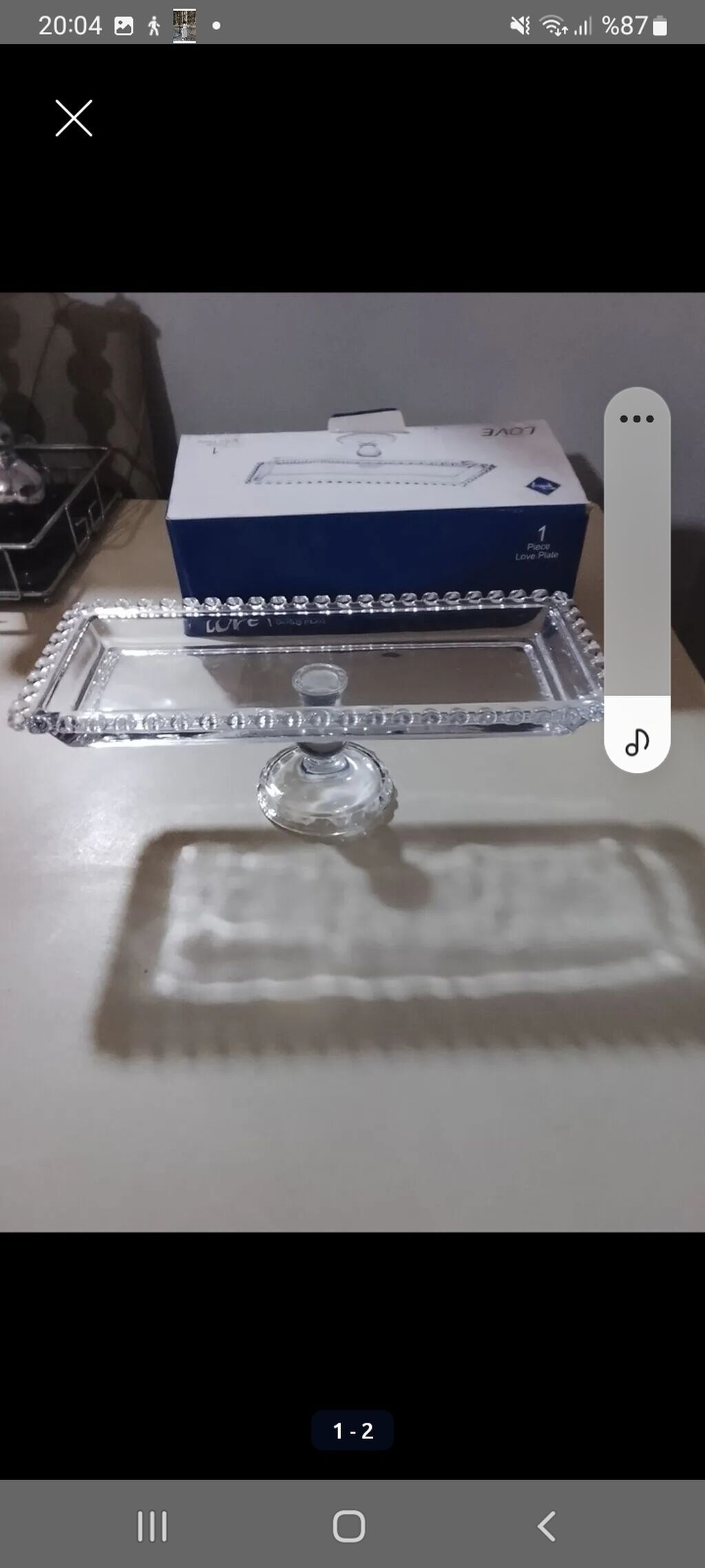 Tort və şiriniyyat qabı, rəng - Ağ, Şüşə — Süfrə qabı, Masazır (2)