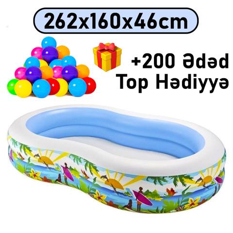 Şişmə hovuz Intex 700TX56490T200, oval, 262x160x46 sm, 700 l, rəngbərəng — 97.75 ₼ · Баку · Hovuzlar Şişmə hovuz Intex 700TX56490T200, oval, 262x160x46 sm, 700 l, rəngbərəng — Баку