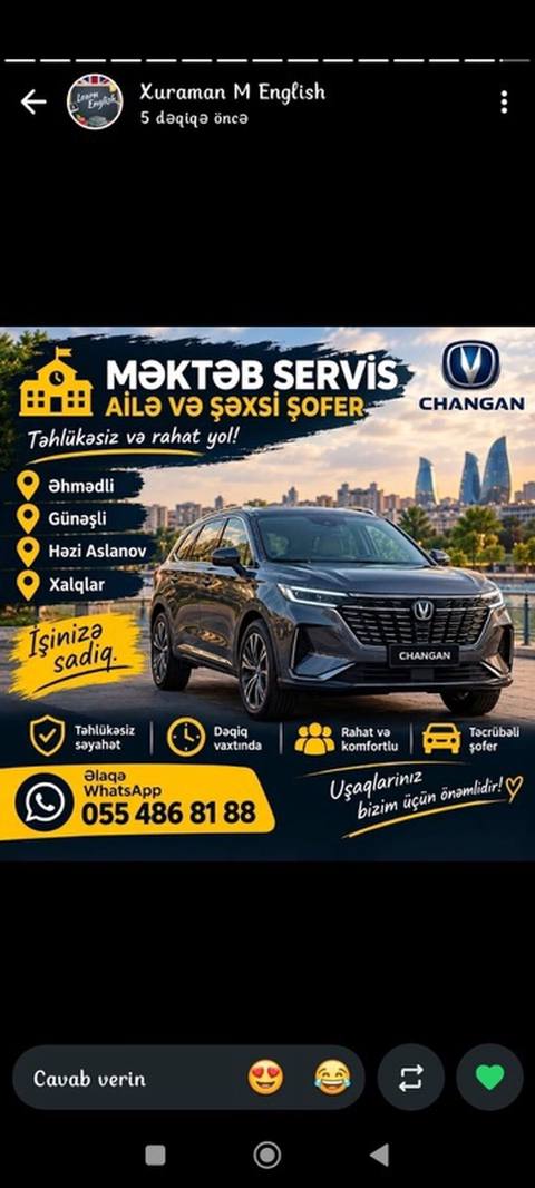 Minik avtomobili — 1 200 ₼ · Bakı · Taksi xidmətləri Minik avtomobili — Bakı