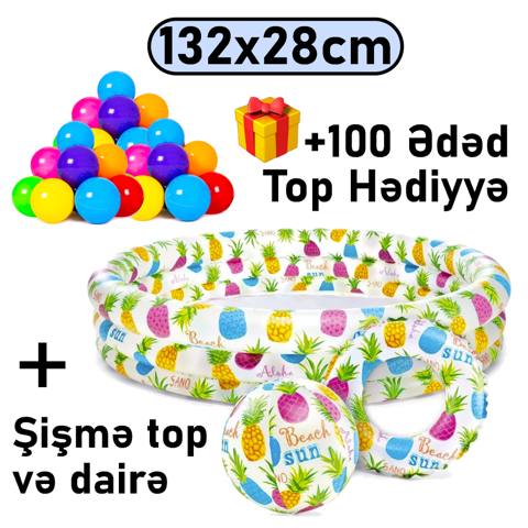 Uşaqlar üçün şişmə hovuz Intex 248TX59469T100, rəngbərəng, 132x132x28 sm, 248 l + top + üzmə üçün dairə + 100 ədəd top hədiyyə — 49.99 ₼ · Баку · Hovuzlar Uşaqlar üçün şişmə hovuz Intex 248TX59469T100, rəngbərəng, 132x132x28 sm, 248 l + top + üzmə üçün dairə + 100 ədəd top hədiyyə — Баку