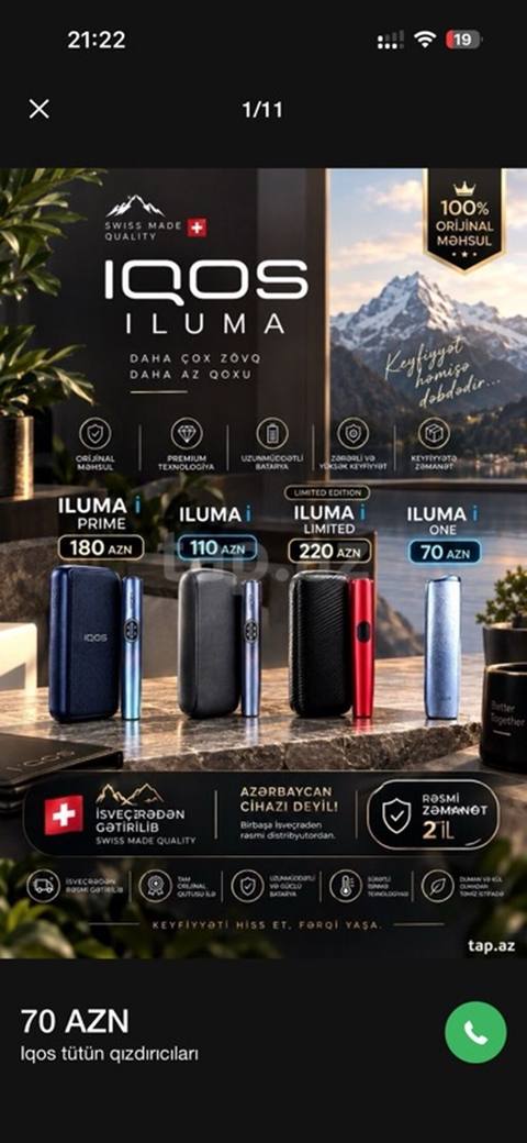 Iqos Iluma – tütün qızdırıcı cihazlar Model seçimləri (şəkildə — Giyim, ayakkabı, aksesuarlar