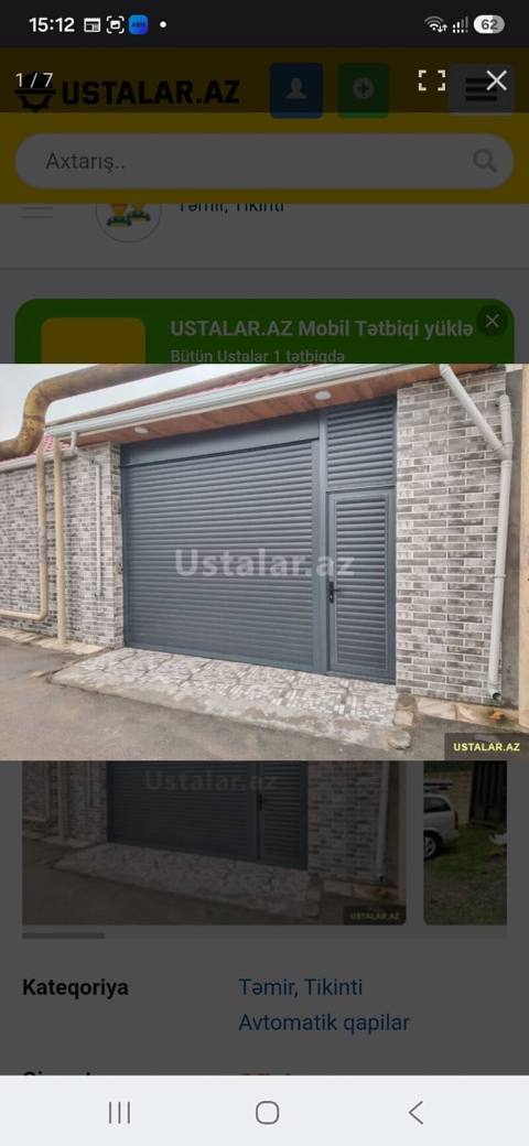 Yeni Dəmir Qaraj darvazası, Jalüz, Avtomatik, rəng - Boz, Qapı ilə, Kredit yoxdur, Pulsuz quraşdırma, Pulsuz çatdırılma — Baku