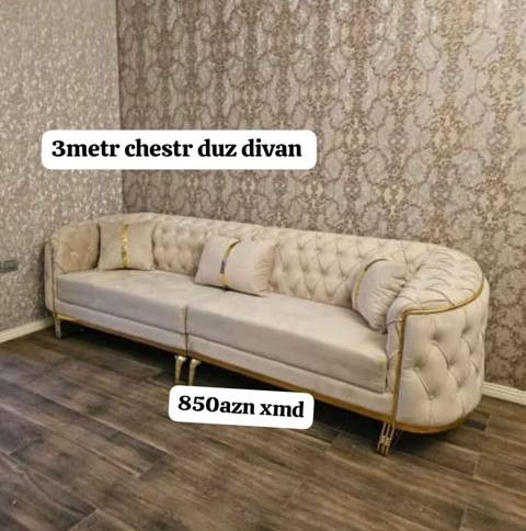 3 metr Chester düz divan - Ölçü: 3 metr - Üslub: Chester (kapitone — 850 ₼ · Баку · Divanlər 3 metr Chester düz divan - Ölçü: 3 metr - Üslub: Chester (kapitone — Баку