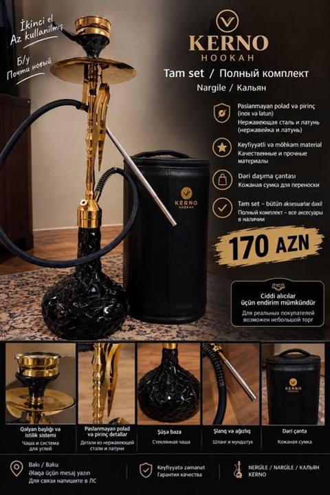 Kerno Hookah nərgilə – Tam set Məhsul xüsusiyyətləri: - Paslanmayan — Clothing, footwear, accessories