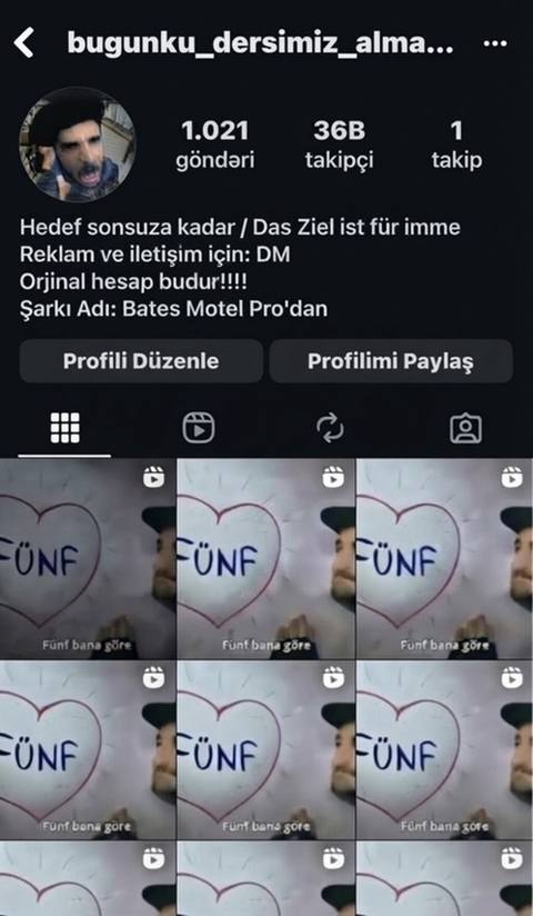 Instagram hesabı – bugünku_dersimiz_alma Türk dilində kontent — Bakı