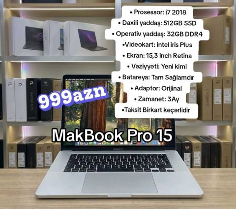 Apple MacBook Pro 15 Texniki xüsusiyyətlər: - Prosessor — Bakı