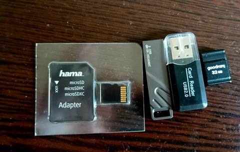 32 GB microSD yaddaş kartı dəsti satılır. Dəstə aşağıdakılar daxildir — Внешние диски и флэш-накопители