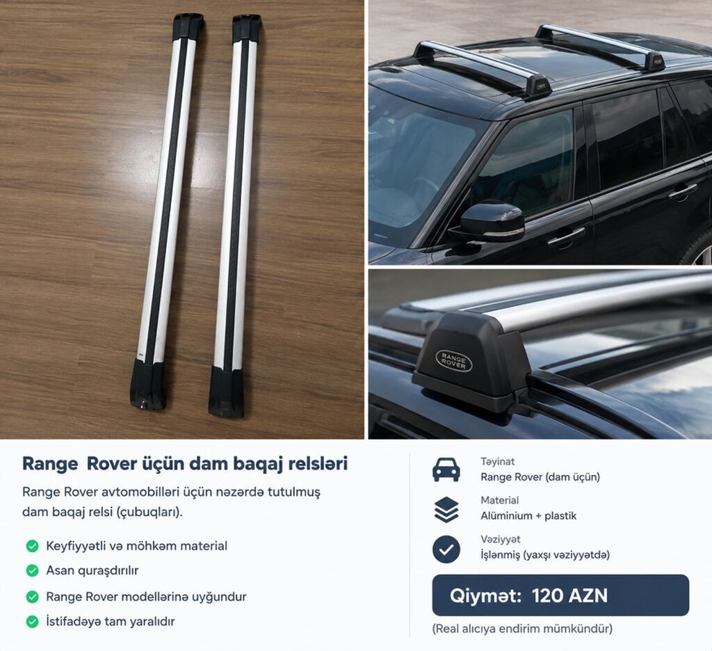 Range Rover üçün dam baqaj relsləri (çubuqlar) - Təyinat: Range Rover — Yük sistemləri, Bakı