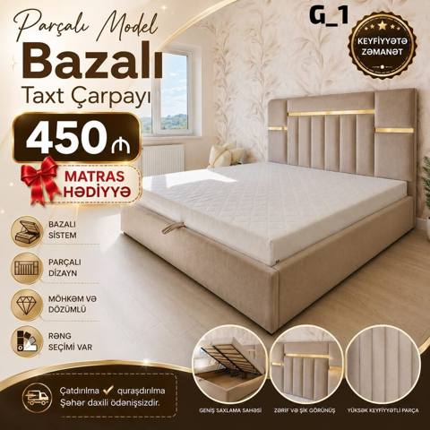 Parçalı model bazalı taxt çarpayı. Zərif və şık görünüşə malik bu — Дигях