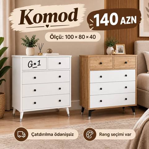 Komod Ölçü: 100 80 40 sm Müasir və zövqlü dizayna sahib komod — Bakı