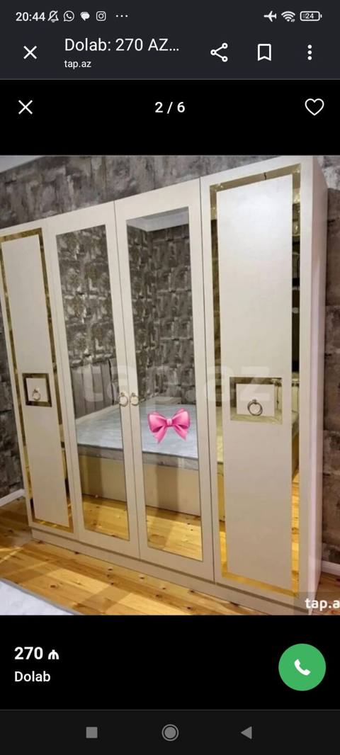 Mebel növü: Geniş qarderob dolabı Təsvir: - 5 qapılı dizayn: ortada 3 — Baku