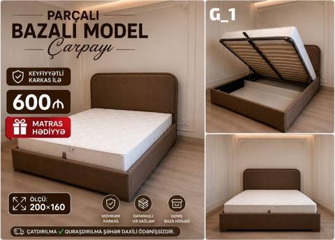 Parçalı bazalı model çarpayı Keyfiyyətli karkasa malik, praktik və — Дигях