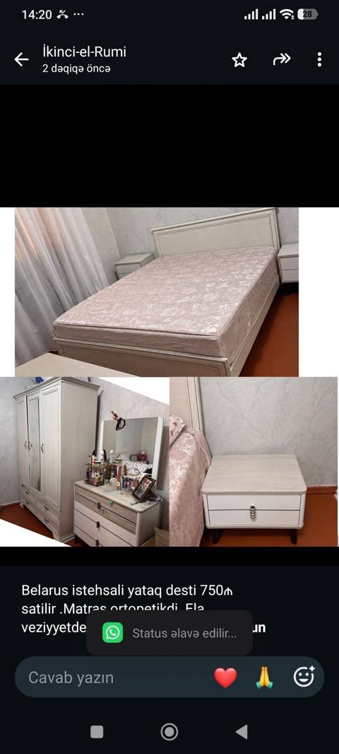Belarus istehsali yataq desti 750₼ satilir .Matras ortopetikdi .Ela — 750 ₼ · Bakı · Yataq otağı mobilya dəstləri Belarus istehsali yataq desti 750₼ satilir .Matras ortopetikdi .Ela — Bakı