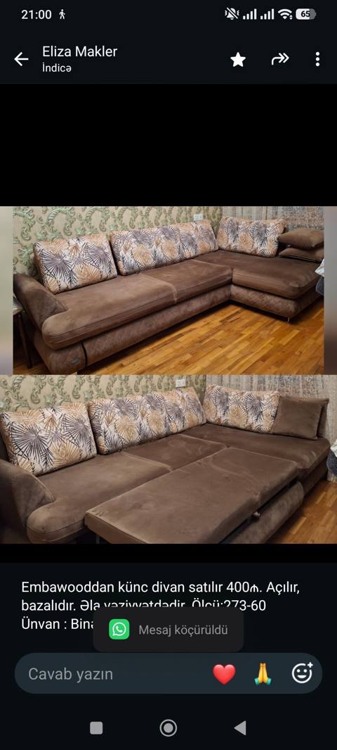 Embawooddan künc divan satılır 400₼. Açılır, bazalıdır. Əla — 400 ₼ · Баку · Divanlər Embawooddan künc divan satılır 400₼. Açılır, bazalıdır. Əla — Баку