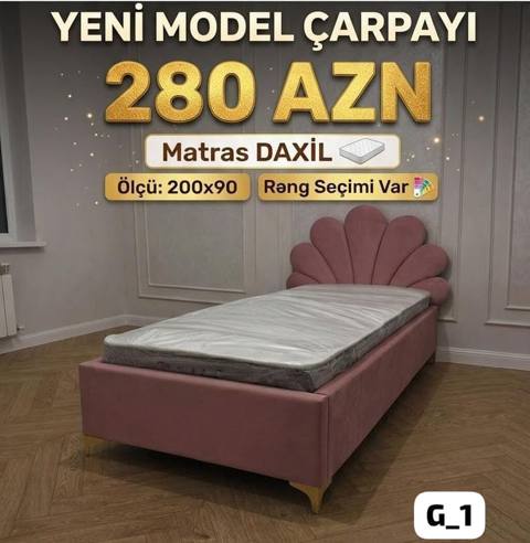 Yeni model tək çarpayı. Zərif və dekorativ başlıq dizaynı ilə seçilən — Furniture