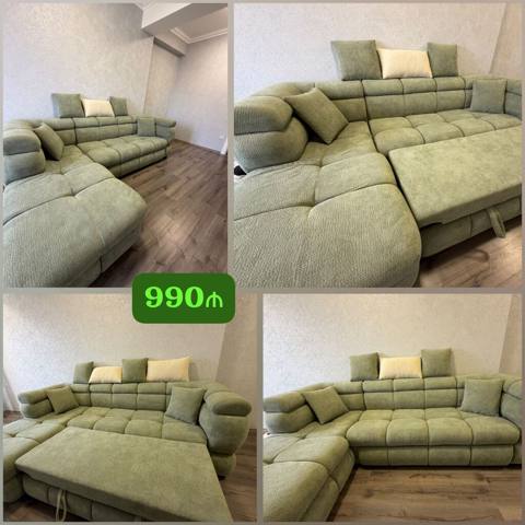 Divan satılır — 990₼ - Künc divan, yumşaq toxumalı parça üzlük — Баку