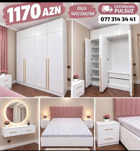 Yataq otağı üçün mebel dəsti – zərif və müasir dizaynlı komplekt — 1 170 ₼ · Баку · Yataq otağı mobilya dəstləri Yataq otağı üçün mebel dəsti – zərif və müasir dizaynlı komplekt — Баку