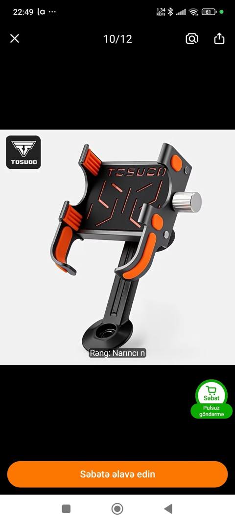 Tosuod velosiped üçün telefon tutacağı - Material: alüminium — Baku