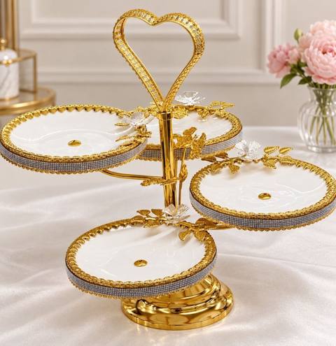 Tort və şiriniyyat qabı, rəng - Qızılı, Keramika — Ыдыс-аяқ және ас үй керек-жарақтары