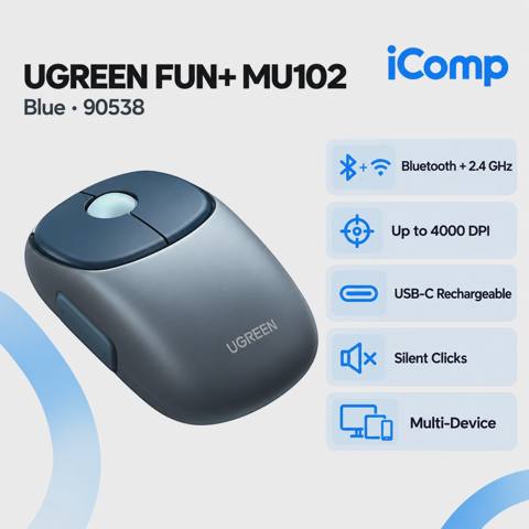 Ugreen FUN+ MU102 Blue (90538) Wireless Mouse — 39 ₼ · Bakı · Klaviaturalar və siçanlar Ugreen FUN+ MU102 Blue (90538) Wireless Mouse — Bakı