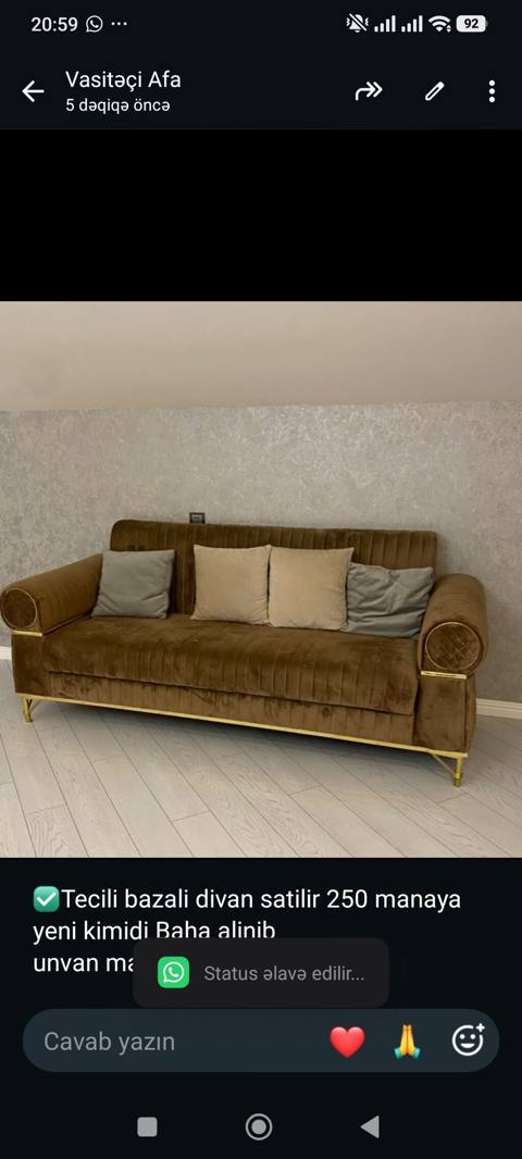 bazali divan satilir 250 manaya yeni kimidi Baha alinib unvan — 250 ₼ · Баку · Divanlər bazali divan satilir 250 manaya yeni kimidi Baha alinib unvan — Баку
