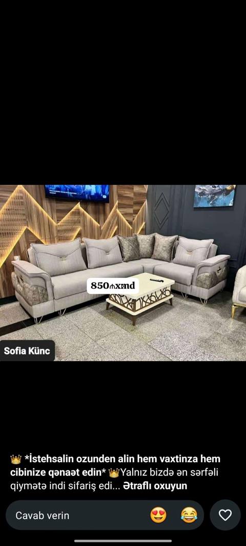 Sofia Künc Divan Dəsti - Forma: sağ/sol künc yerləşdirməyə uyğun — Дигях
