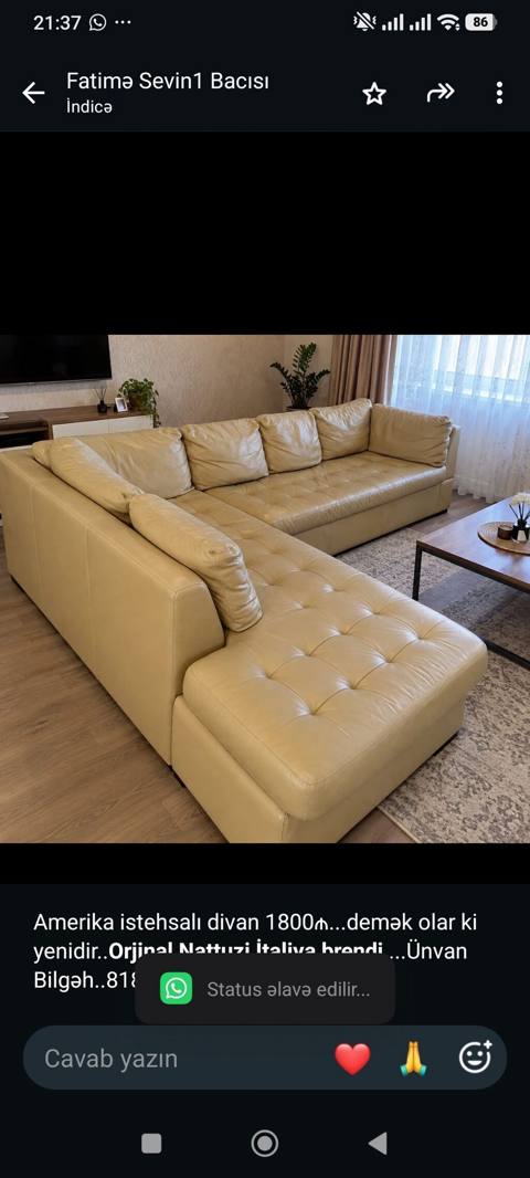 Amerika istehsalı divan 1800₼. demək olar ki yenidir. *Orjinal — Баку