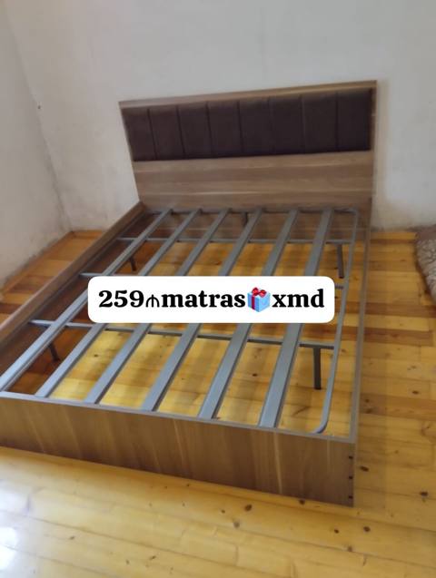 Taxta çərçivəli, metal lamelli ikinəfərlik çarpayı. - Rəng: təbii ağac — Баку