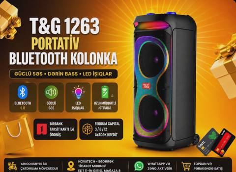 Bluetooth dinamik T&G 1263 portativ — 295 ₼ · Musiqiə alətləri Bluetooth dinamik T&G 1263 portativ