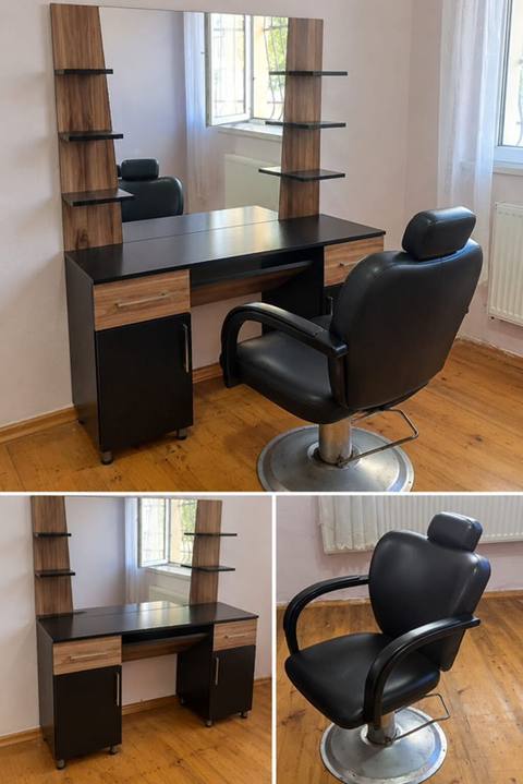 Bərbər/salon üçün komplekt mebel və kreslo - Geniş güzgülü iş stolu — Баку