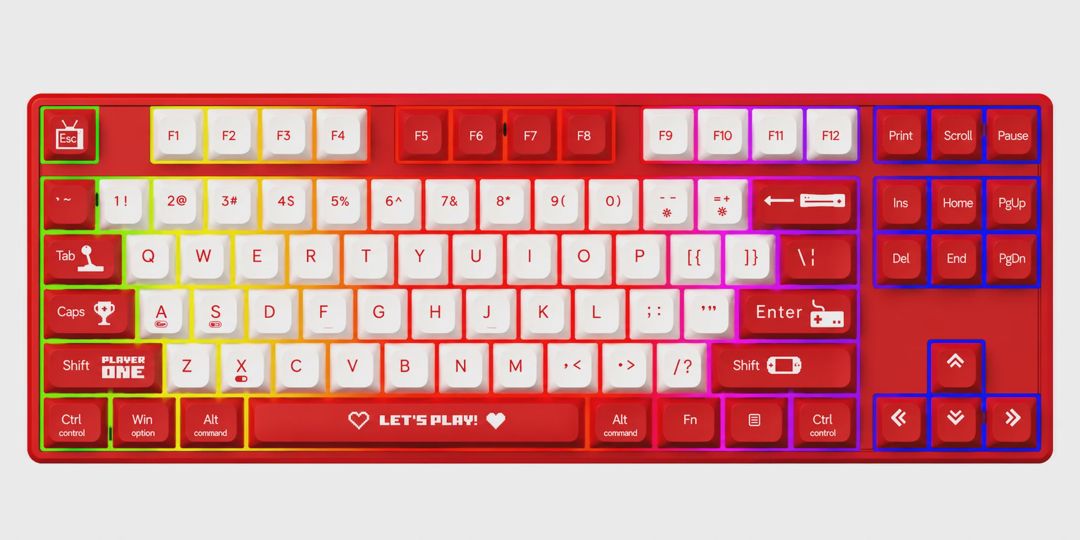 Ajazz AK870MC Red-White Gaming Keyboard — Klaviaturalar və siçanlar, Bakı (2)