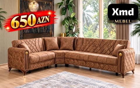 Künc Divan – Xmd Mebel - Rəng: isti qəhvəyi - Material: yumşaq — Баку