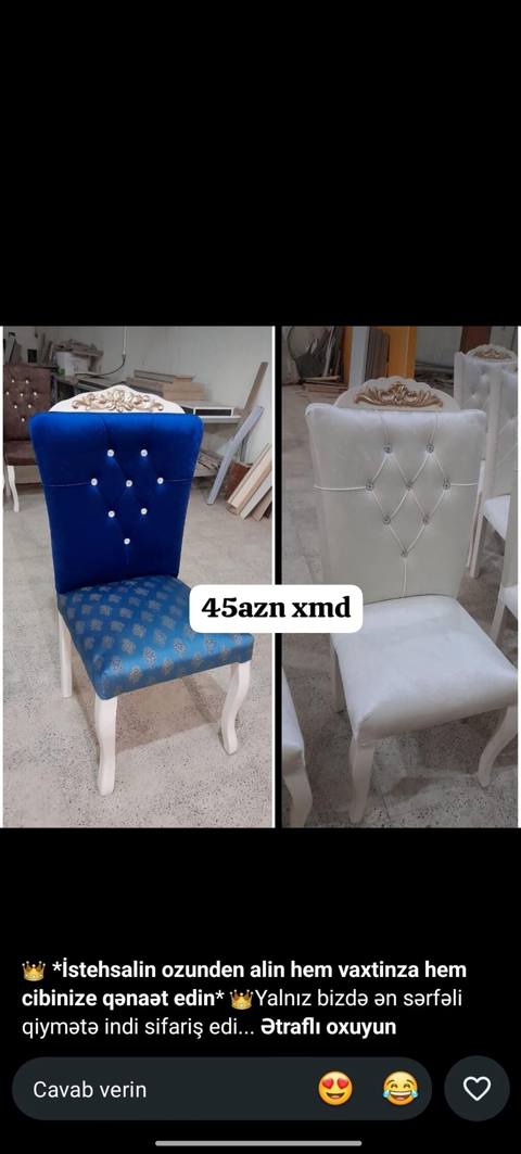 Qonaq otağı üçün, Yeni, Qatlanmayan, rəng - Göy Stul — Furniture