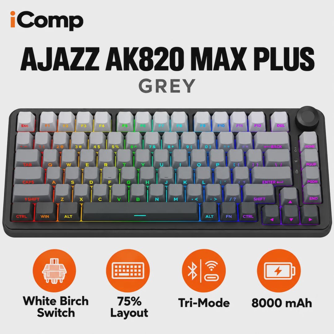 Ajazz AK820 Max Plus Grey Gaming Keyboard — Klaviaturalar və siçanlar, Bakı