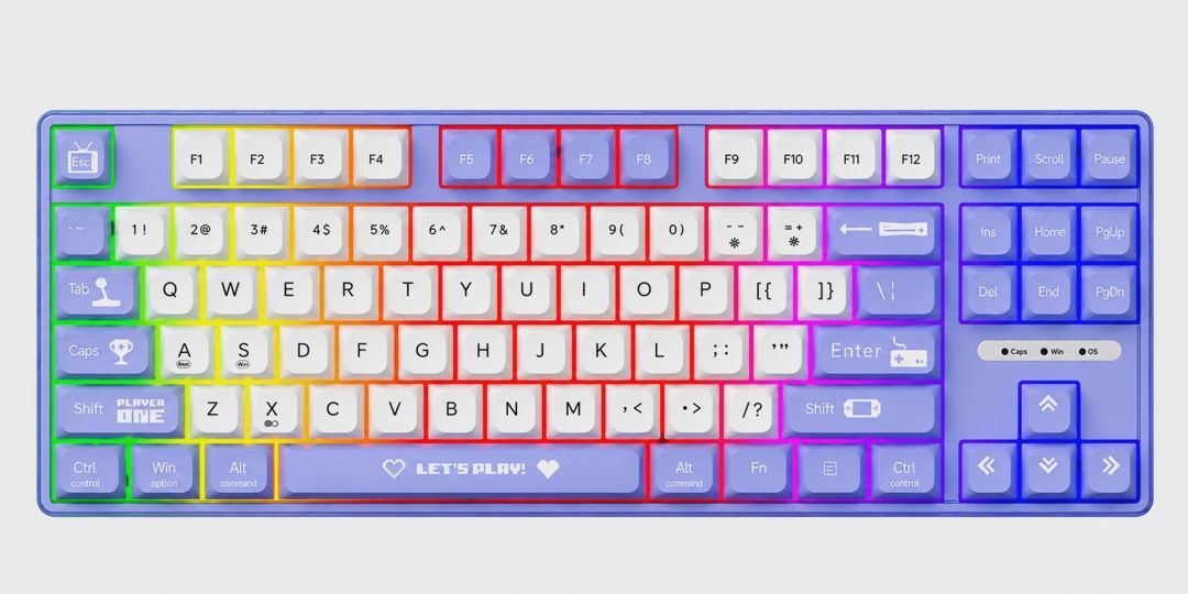 Ajazz AK870MC Purple-White Gaming Keyboard — Klaviaturalar və siçanlar, Bakı (2)