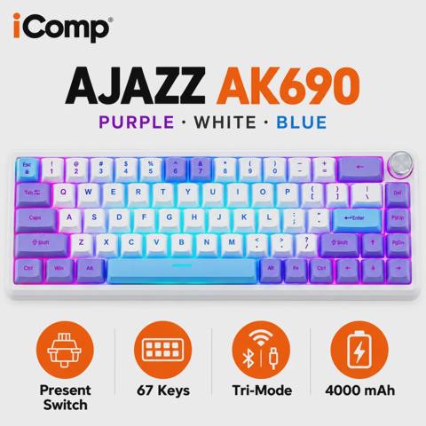 Ajazz AK690 Purple-White-Blue Gaming Keyboard — Клавиатуры и мыши