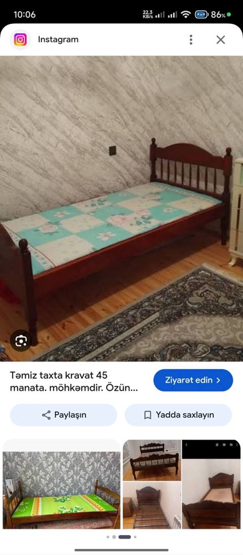 2 eded Taxta tək nəfərlik çarpayı - Material: tam taxta karkas — 20 ₼ · Джейранбатан · Yataqlar 2 eded Taxta tək nəfərlik çarpayı - Material: tam taxta karkas — Джейранбатан